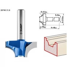 ЗУБР 31,8x16мм, радиус 9.5мм, фреза пазовая фасонная №1
