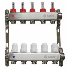 Коллекторная группа для теплого пола TAEN 1x3/4x5 вых. с расходомерами и регулир.клапанами (нерж.сталь)