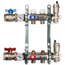 Коллектор из нержавеющей стали в сборе без расходомеров 2 вых. (Stout)