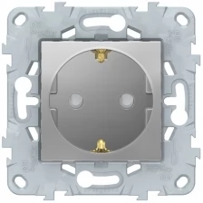 Розетка 1гн с З/К шторки с/у алюминий механизм с накладкой 16А Unica NEW Schneider Electric