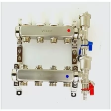 Коллекторная группа 4 выхода ViEiR, нержавейка для радиаторов 1"х3/4