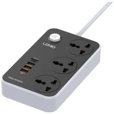 Сетевой фильтр LDNIO SC3412, 3 евро-розетки, 3 USB - Quick Charge 3.0 18W-3.1A, TYPE-C 20W 2.0M