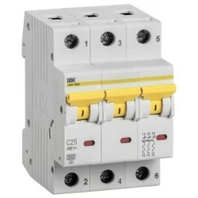 Выключатель автоматический модульный 3п C 25А 6кА ВА47-60M IEK MVA31-3-025-C (1 шт.)