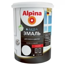 Эмаль для окон и дверей Alpina Аква, акриловая, глянцевая, белая, 0,9 л