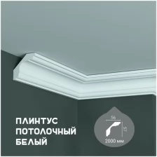 Карниз с гладким профилем Fabello Decor P 2006 ,плинтус потолочный белый грунтованный, 104*130*2000 мм