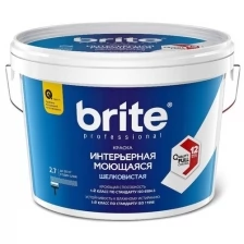 BRITE PROFESSIONAL краска интерьерная супермоющаяся шелковистая, база А (9л)